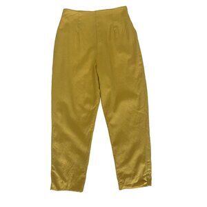 Moschery Pants Womens 4 Yellow Wool High Waist Back Zip Trousers Retro